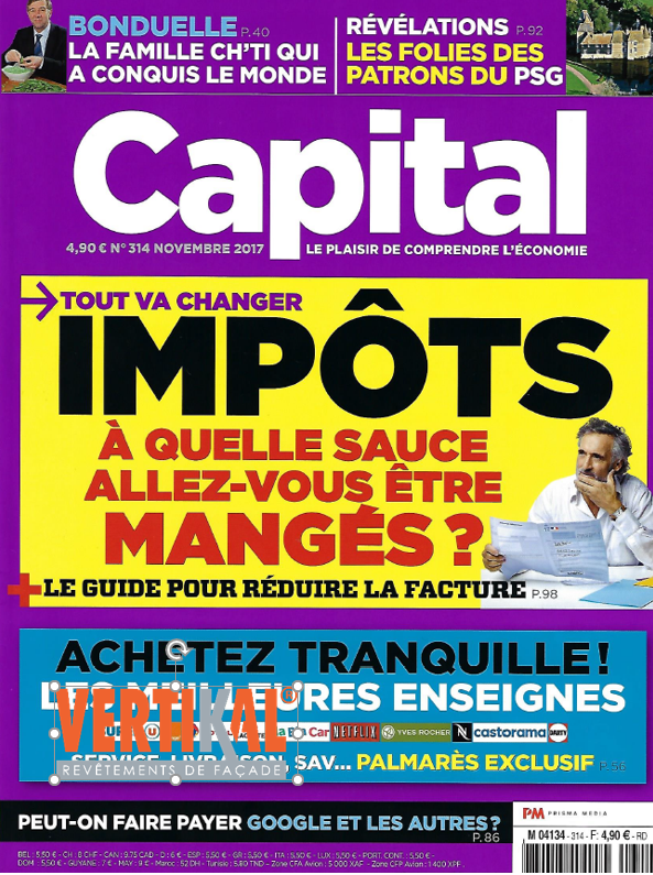 Capital magazine, novembre 2017, économie, impôts, guide fiscal, virtualité, Google, Palmares, exclusif