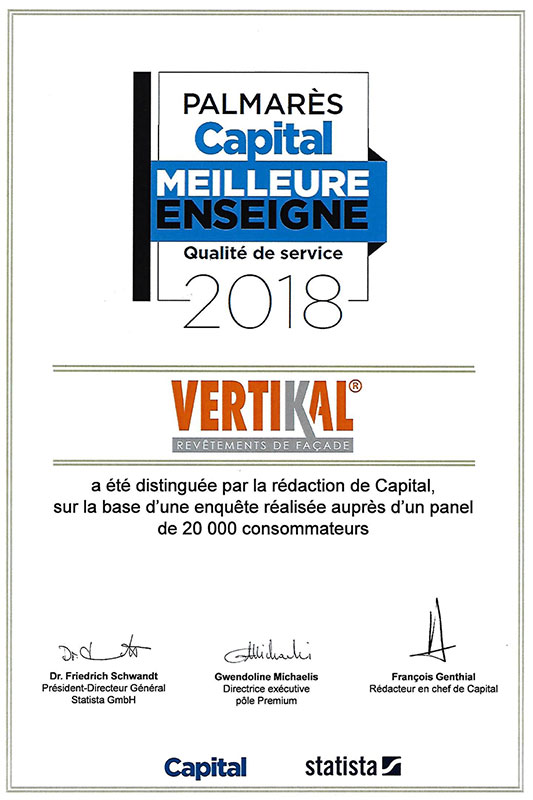 Certificat Capital 2018 Vertikal Réduction Service Consommateurs