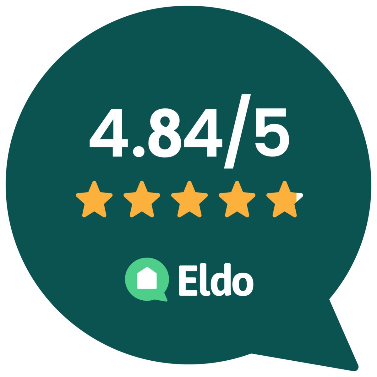 Note de 4,84/5 sur Eldo avec 5 étoiles